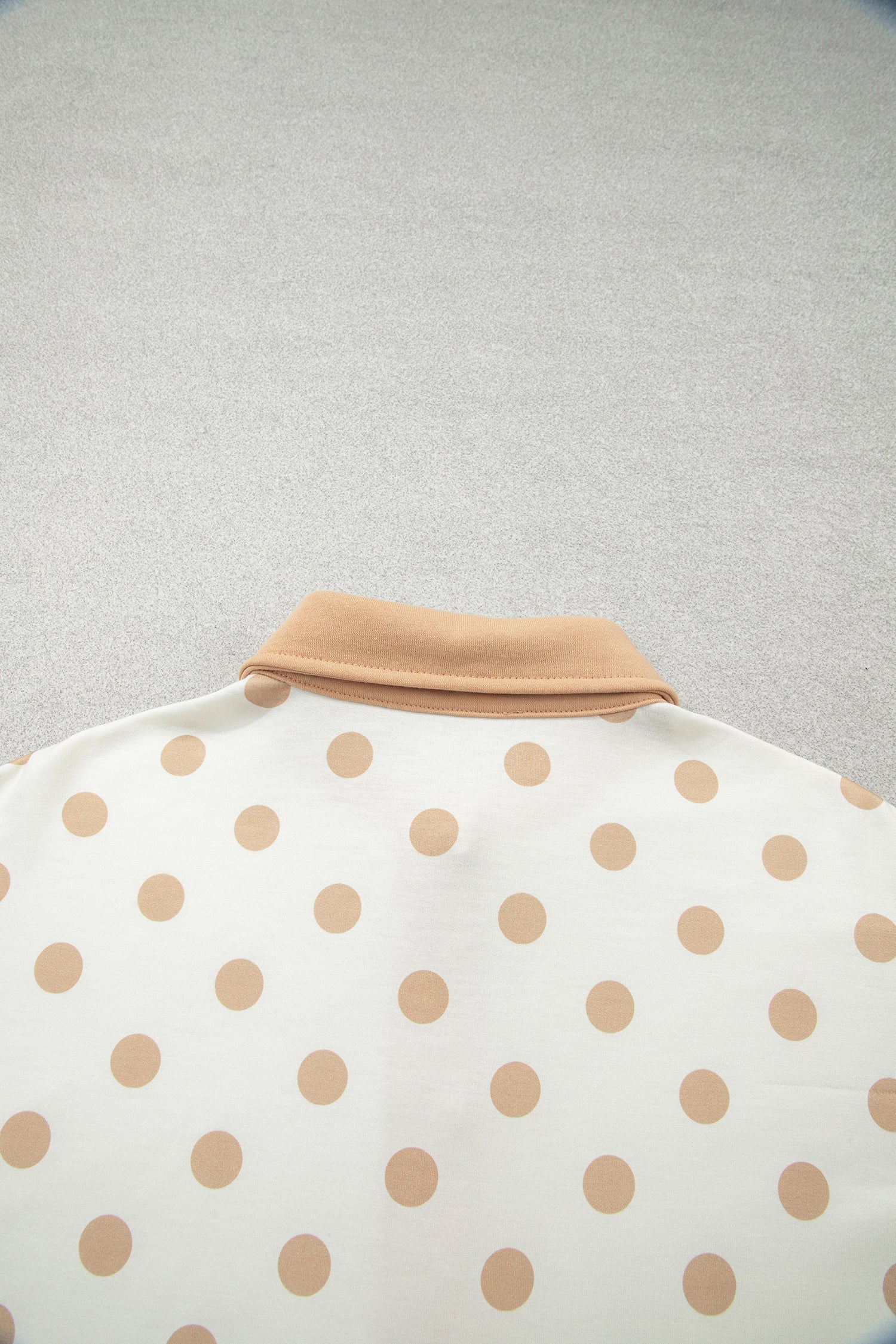 Pink Polka Dot Drop Shoulder Polo Loose Pullover Patch Pocket Casual Shorts Set