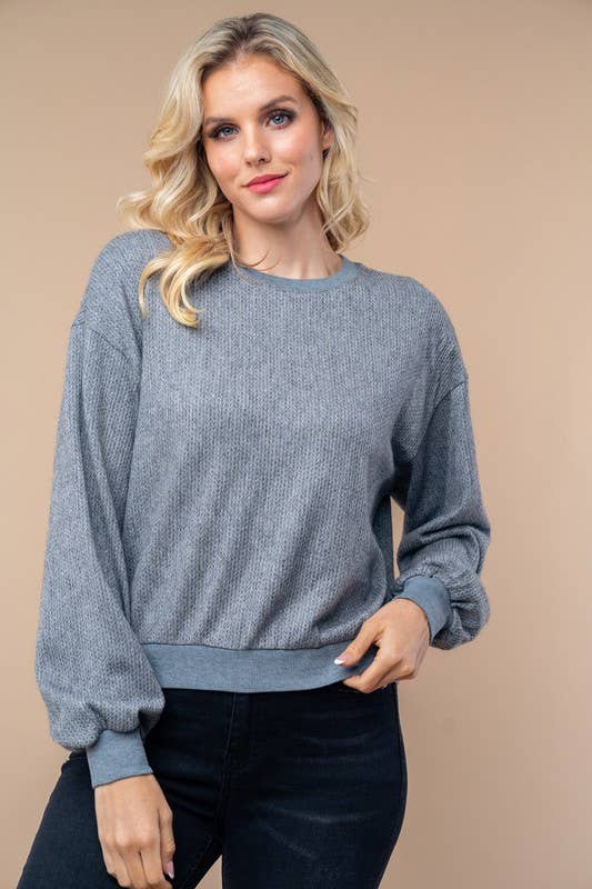 Long Sleeve Solid Knit Pullover