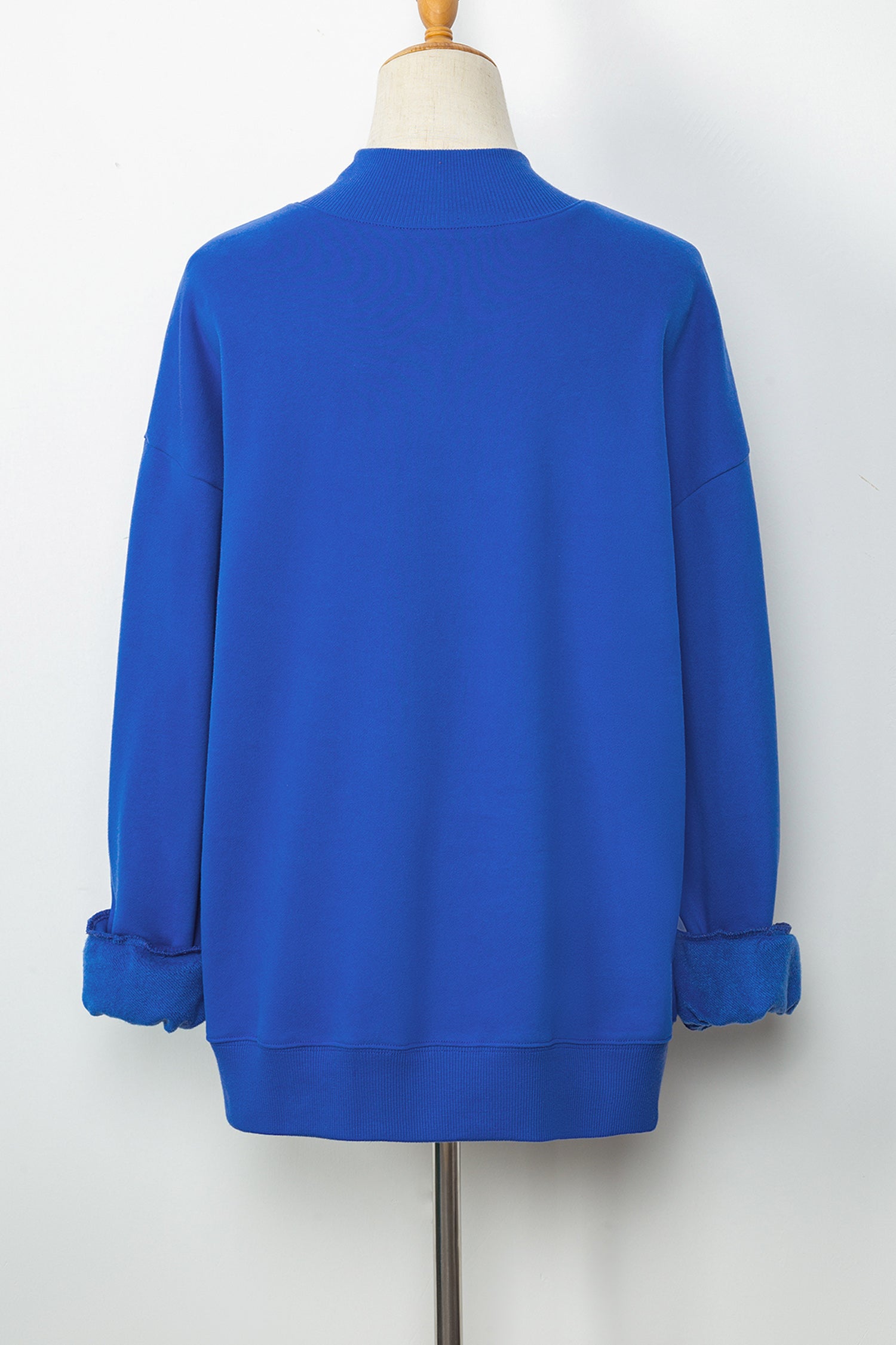 Tillandsia Purple Solid Color Oversized Mock Neck Sweatshirt