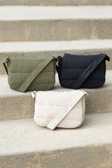 Black Quilted Cotton Crossbody Bag