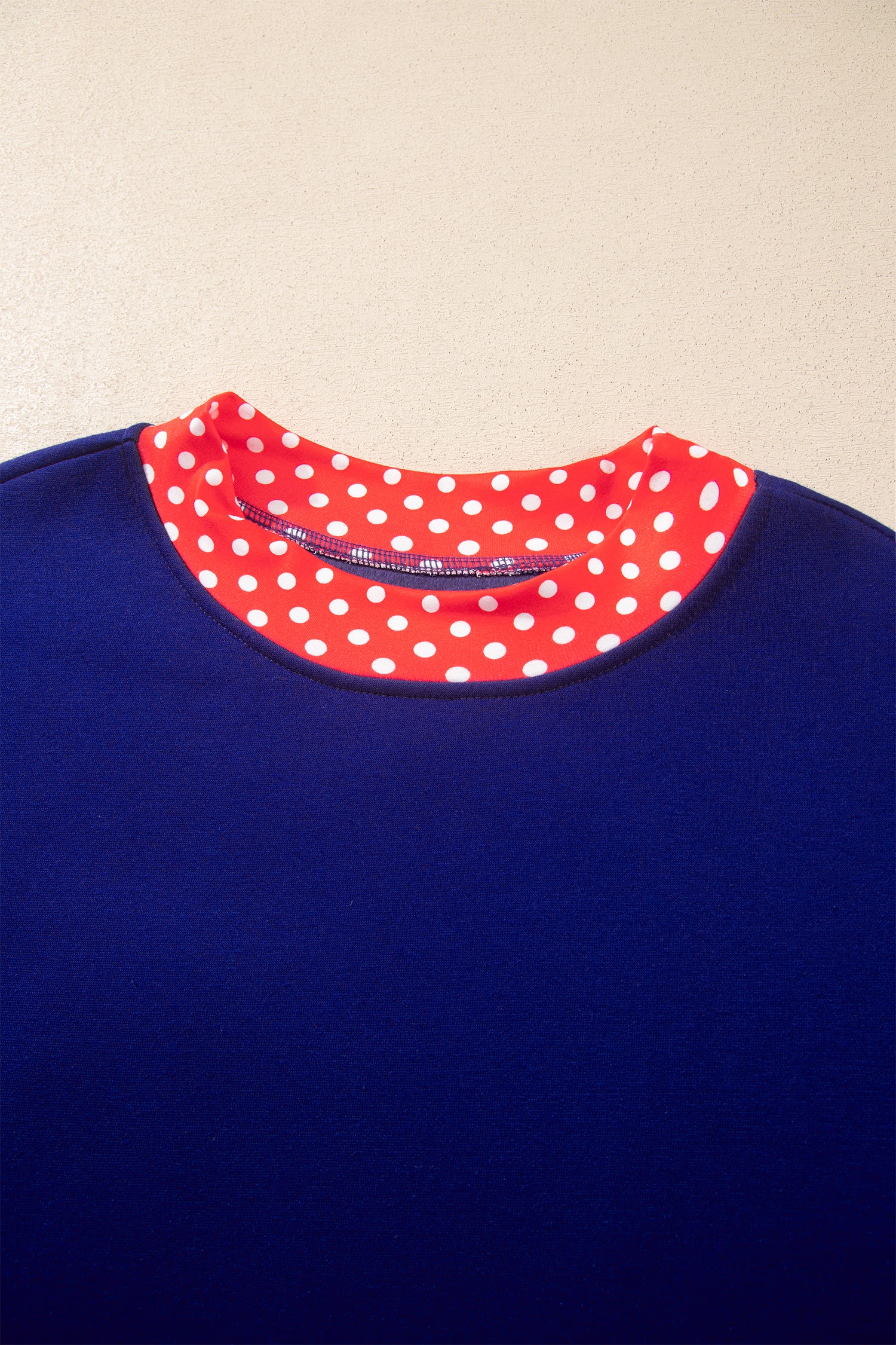 Dark Green Colorblock Polka Dot Contrast Trim Oversized Sweatshirt