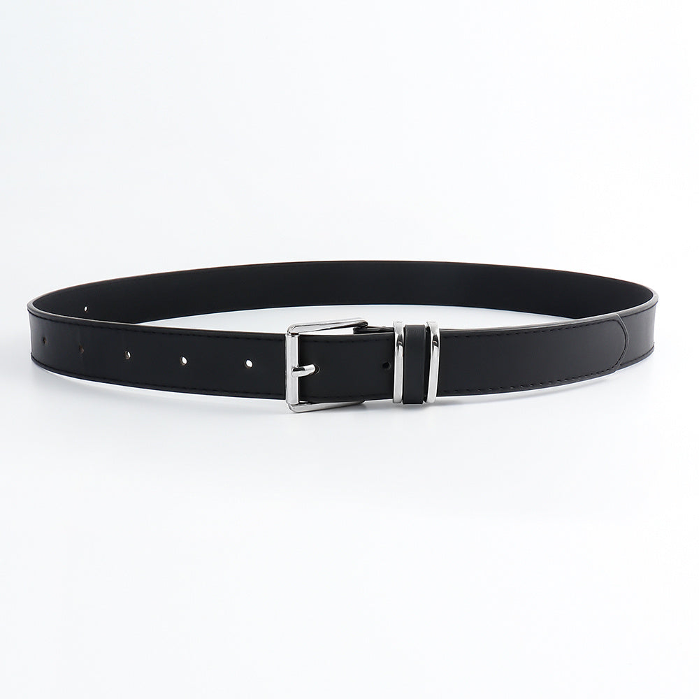 Simple Casual Retro Belt Metal Square Silver Button-head Fashion Collocation