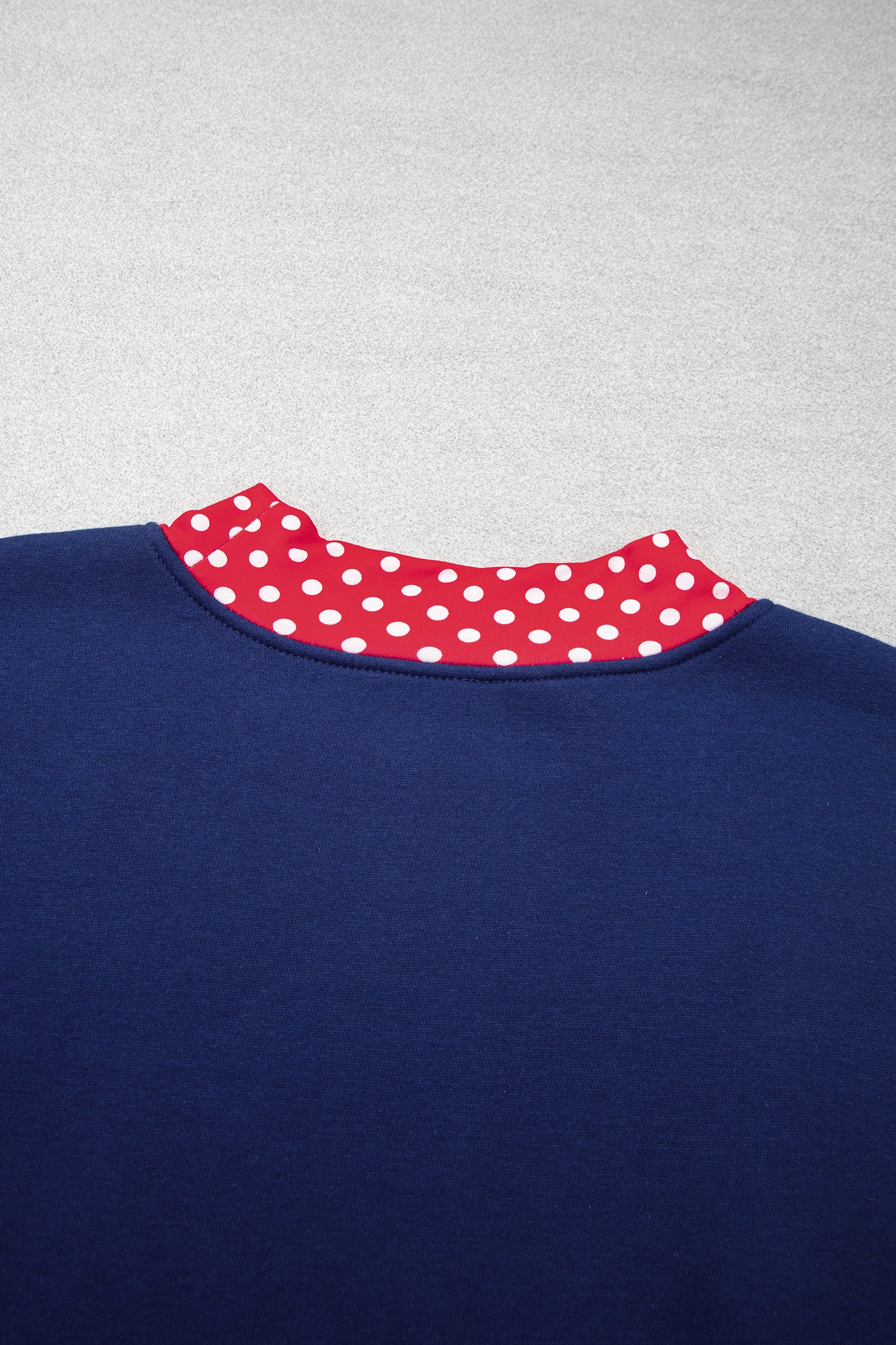 Dark Green Polka Dot Patchwork Round Neck Plus Size Sweatshirt