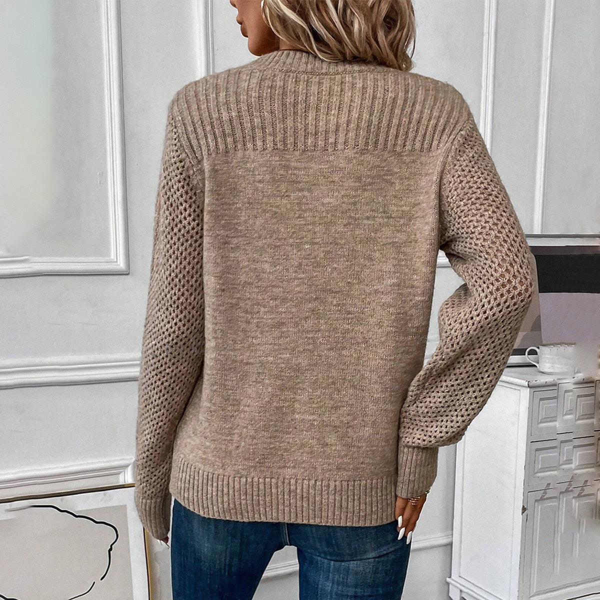 Round Neck Long Sleeve Solid Color Sweater Bottoming Sweater