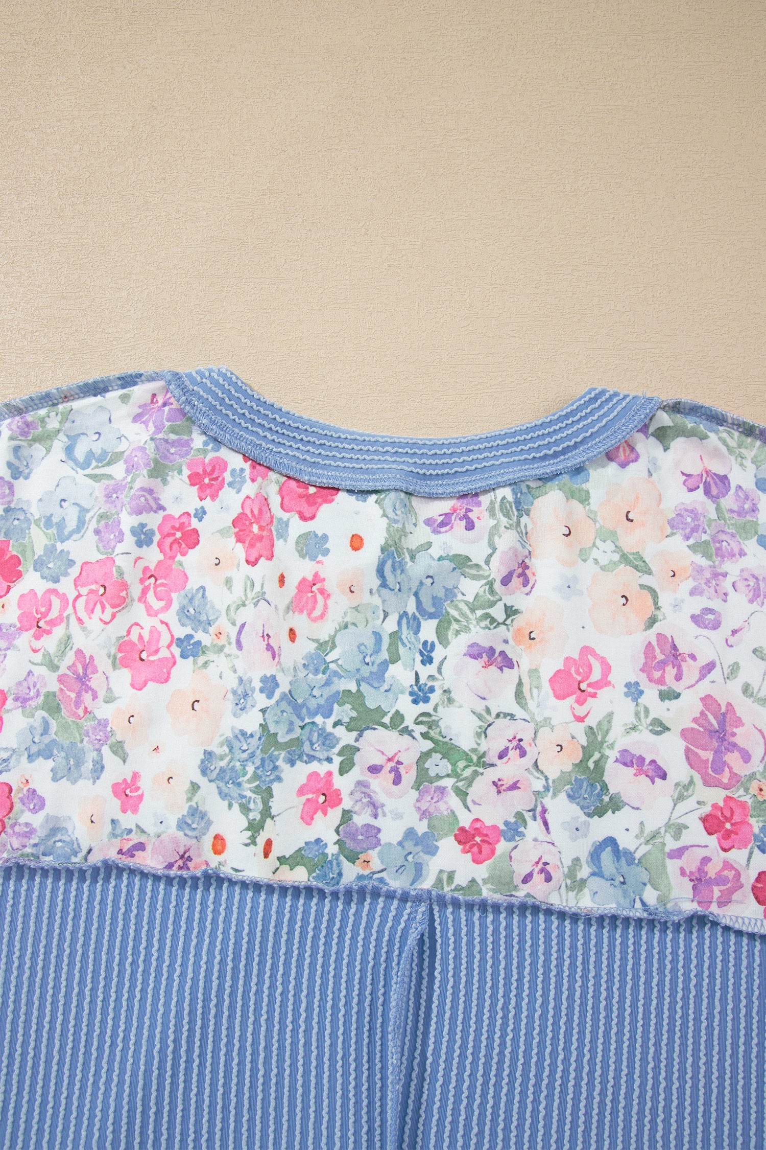 Multicolour Floral Print Round Neck Long Sleeve Top