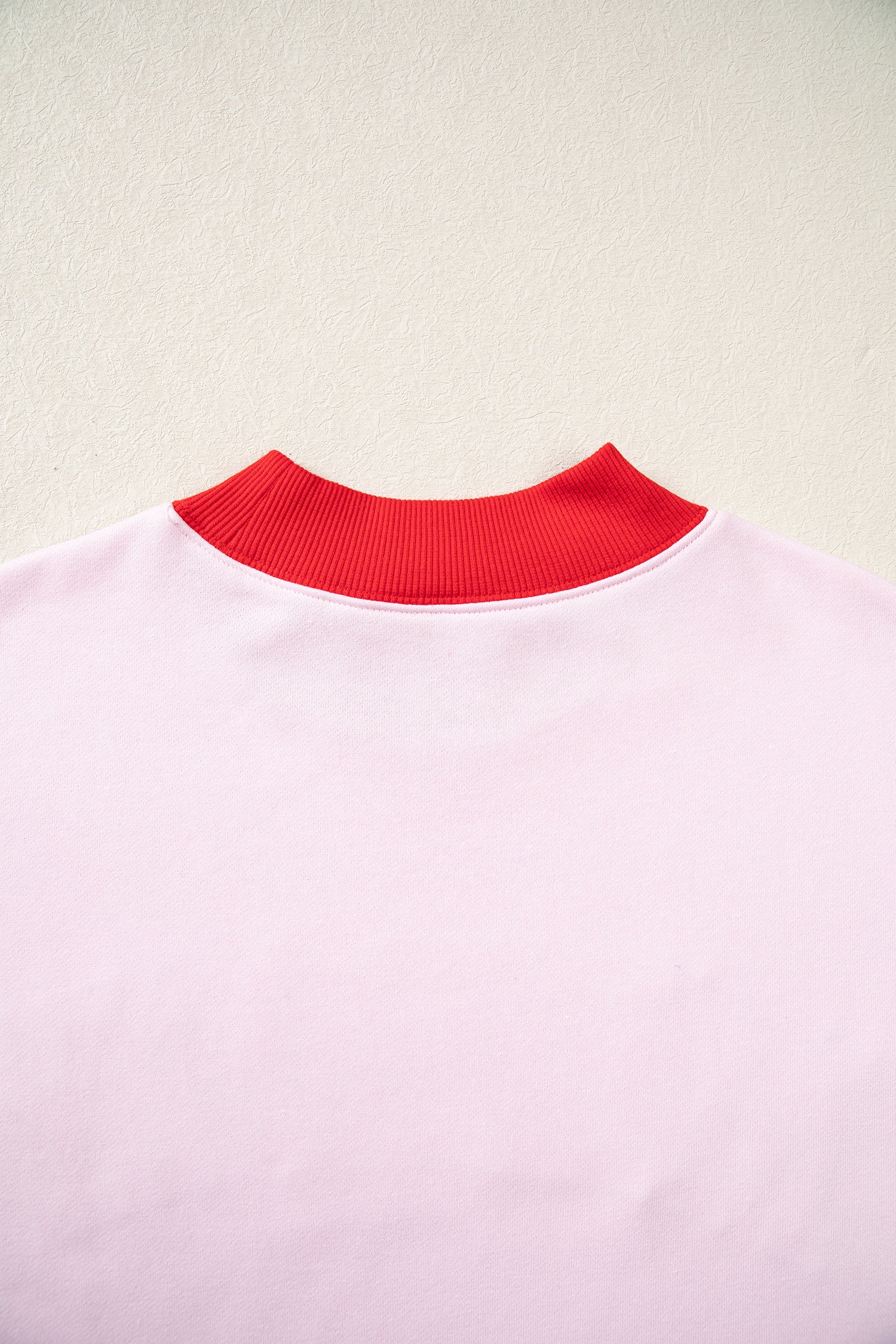 Pink Polka Dot Letter Graphic Colorblock Tunic Sweatshirt