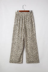 Brown Leopard Drawstring Loose Pants