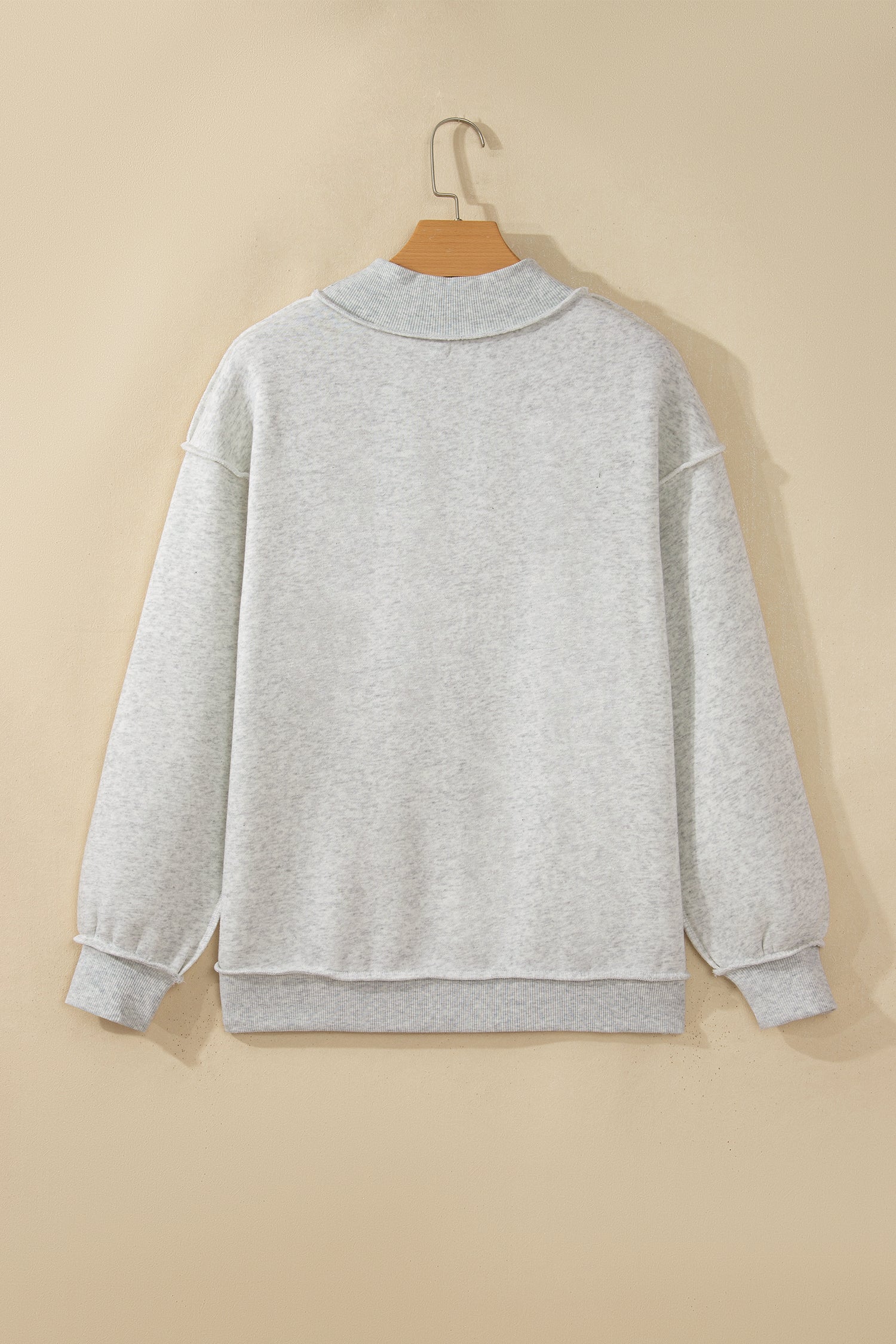 Gray Saved By Grace Embroidered Detail Letter Graphic High Neck Sweatshirt