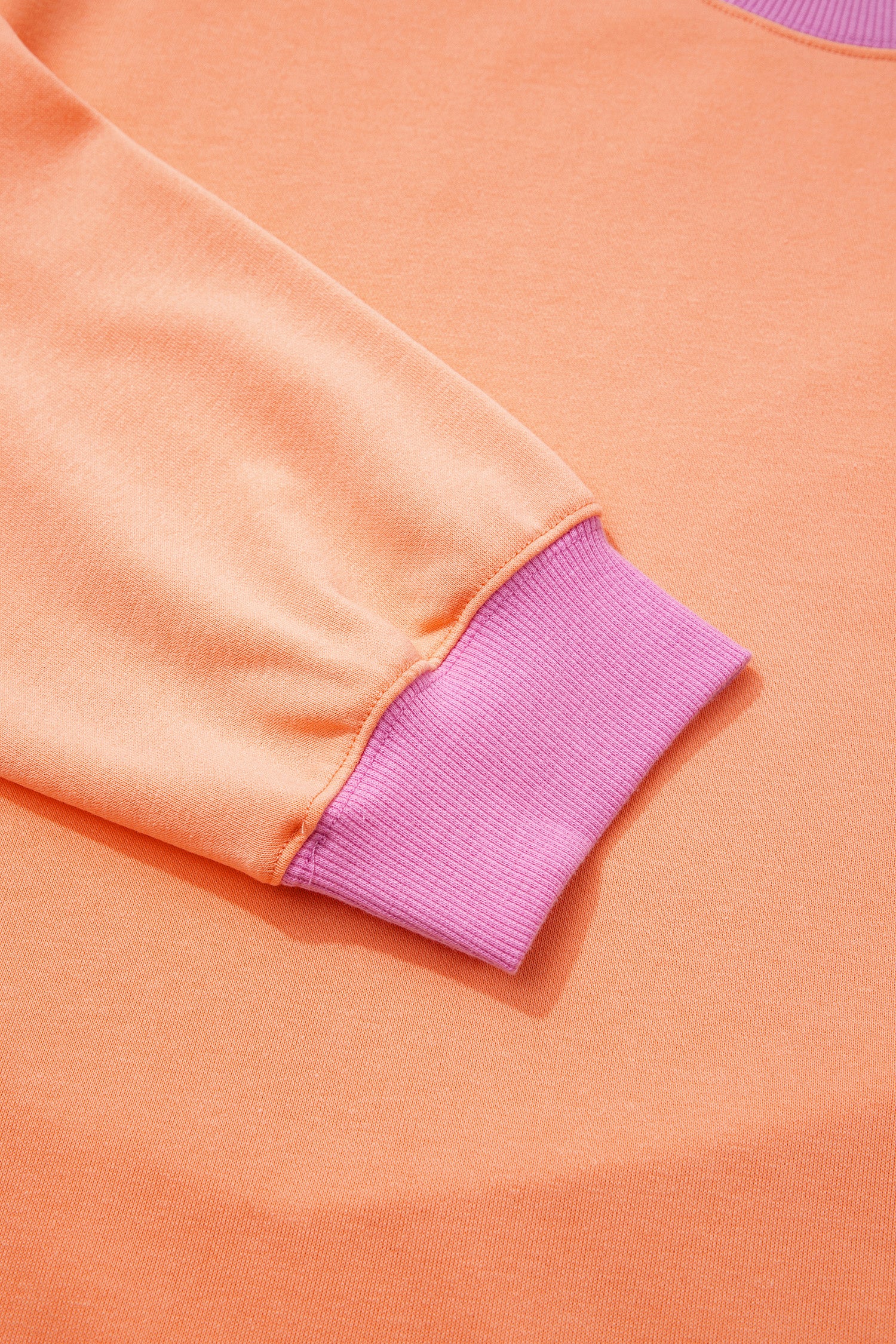 Pink Color Block Contrast Trim Plus Size Sweatshirt