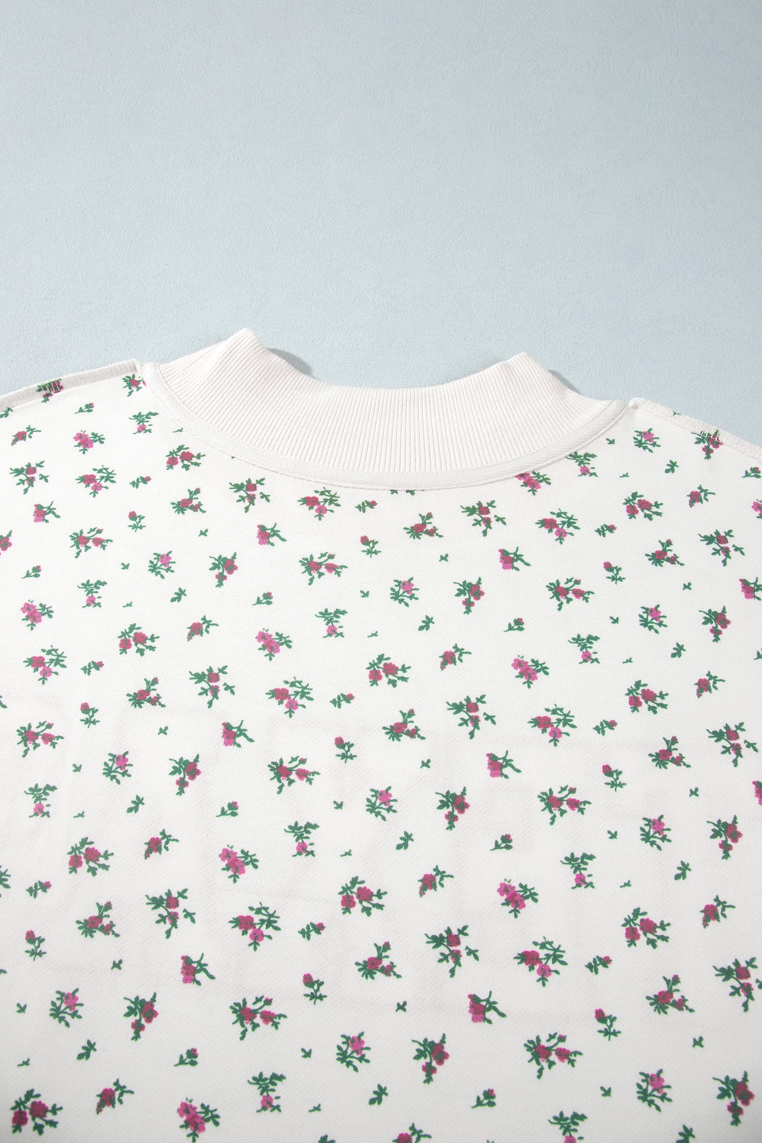 Apricot Floral Print Texas Long Sleeve Ribbed Neck Tunic Plus Size Sweatshirt