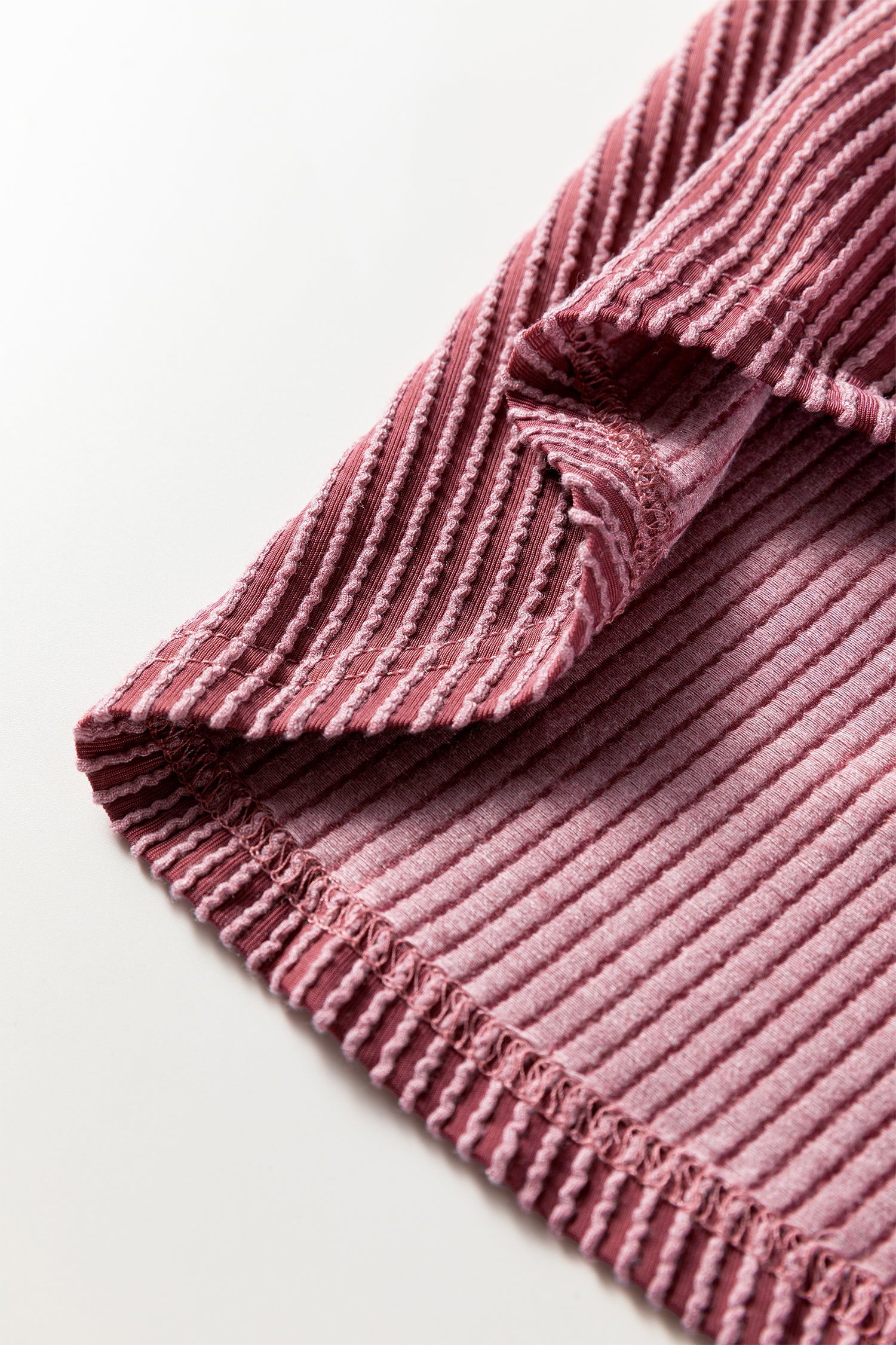 Fiery Red Pink Roll Tab Sleeve Ribbed Cording Shacket