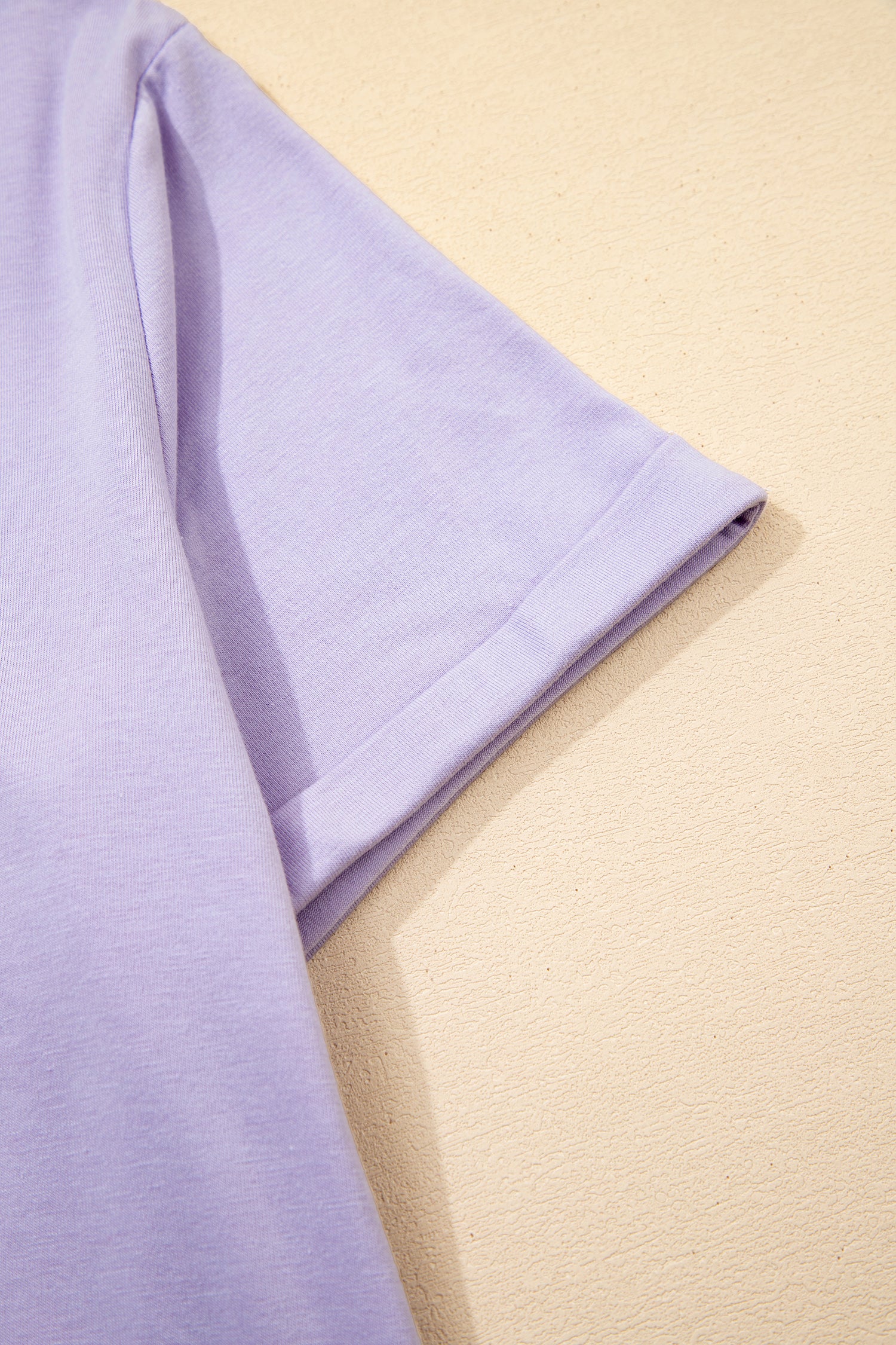 Yellow Cream Casual Plain Crew Neck Tee