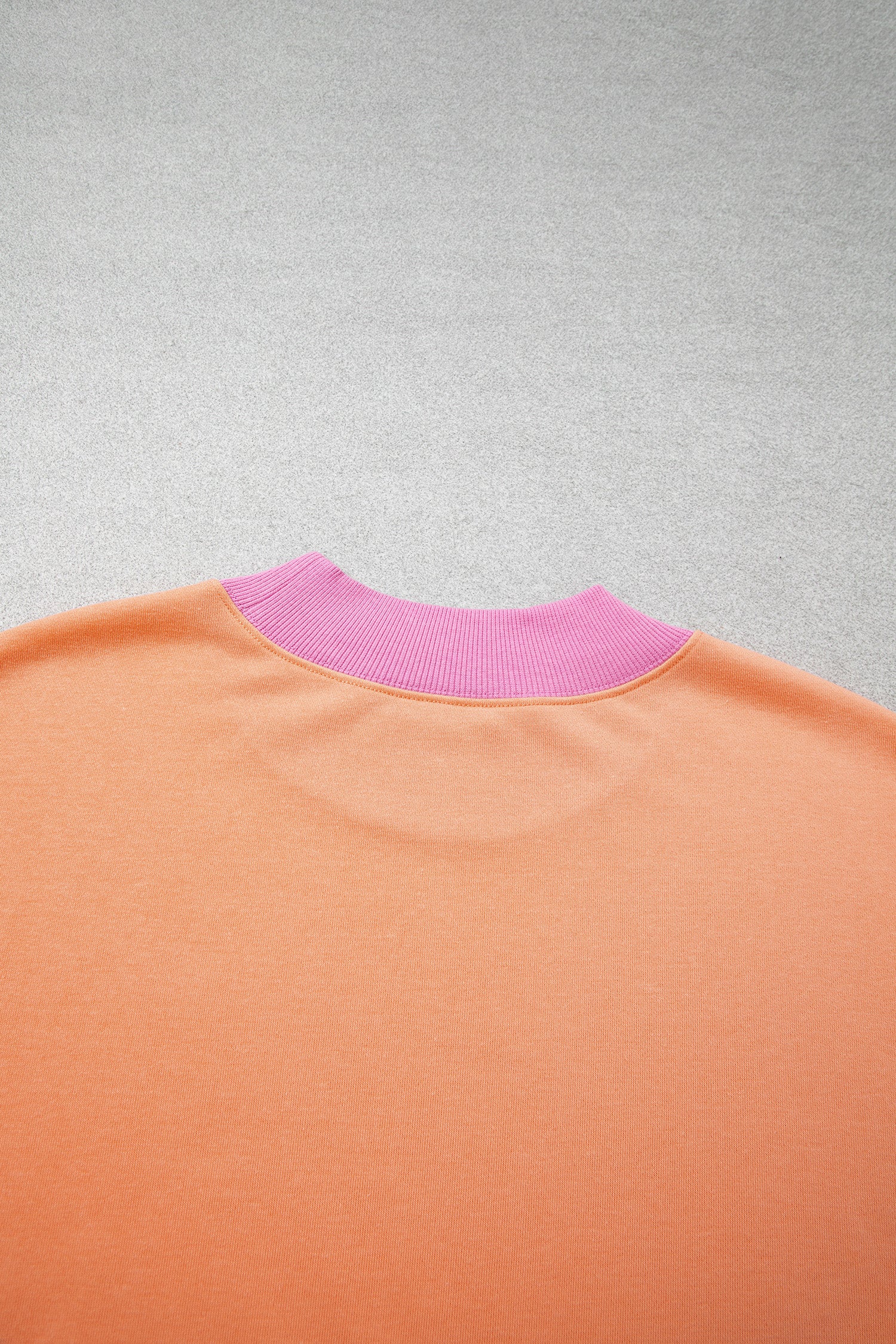 Pink Color Block Contrast Trim Plus Size Sweatshirt