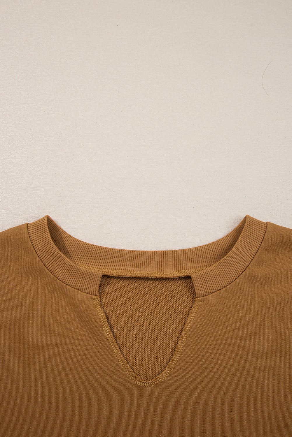 Multicolor Oversized Mixed Textured Split Neck High Low Patchwork Sweatshirt