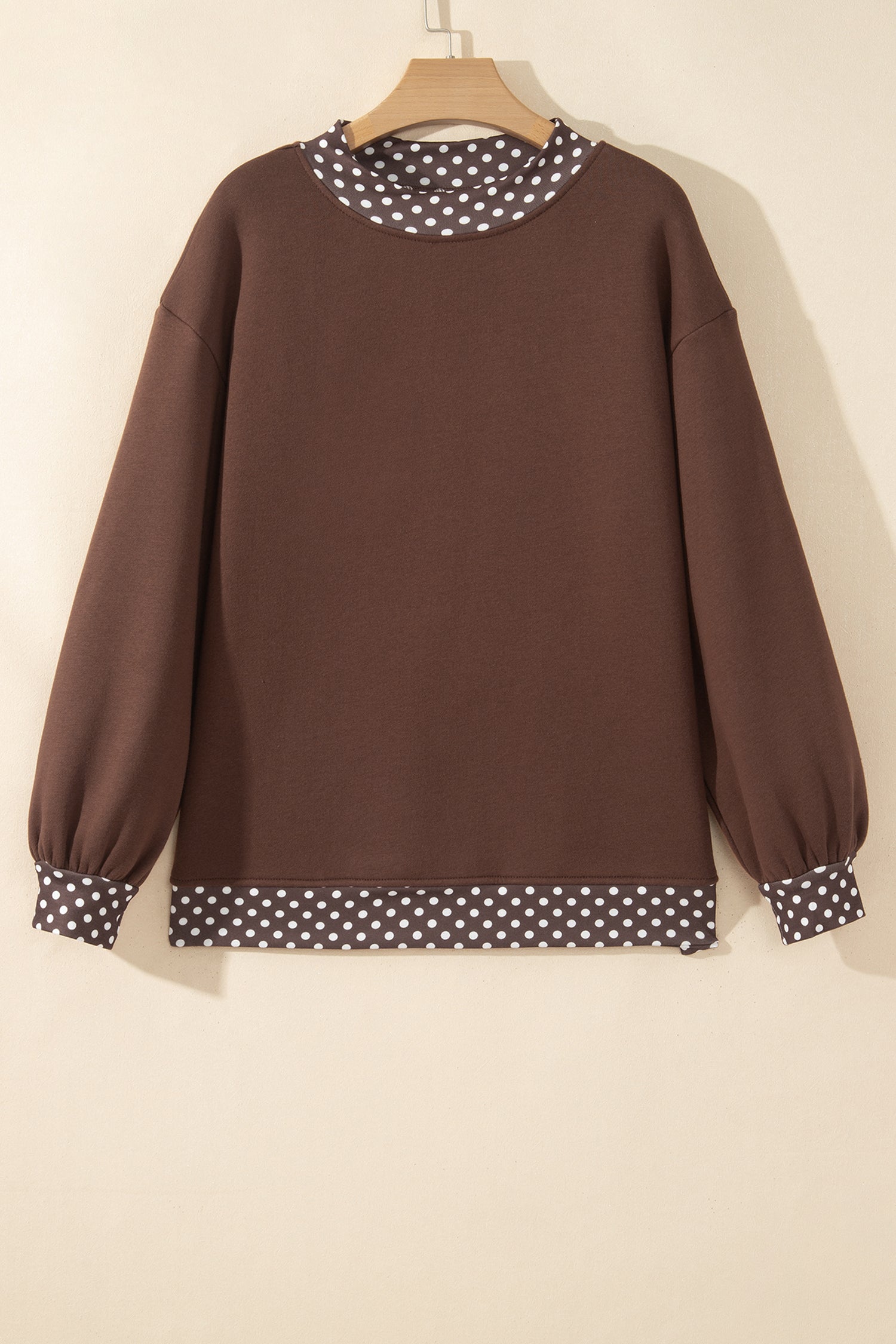 Dark Green Colorblock Polka Dot Contrast Trim Oversized Sweatshirt