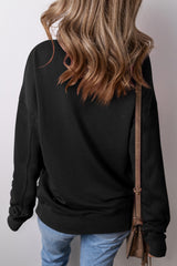 Black Kangaroo Pocket Loose Fit Drop Shoulder Sweatshirt