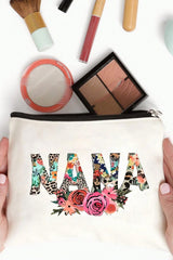 White Leopard Flower NANA Zipper Cosmetic Bag