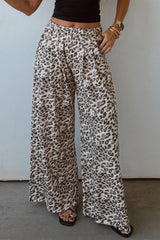 Multicolour Leopard Print Wide Leg Full Length Pants