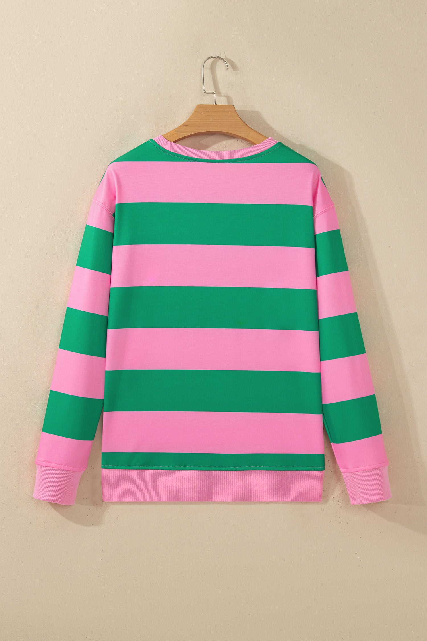 Red Stripe holly jolly Letter Embroidered Pullover Sweatshirt