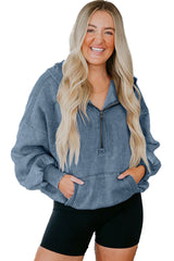 Ashleigh Blue Half Zip Kangaroo Pocket Mineral Wash Baggy Hoodie