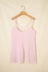 Light Pink Sheer Lace Patchwork Camisole Nightgown Dress
