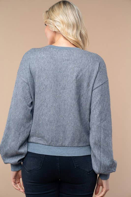 Long Sleeve Solid Knit Pullover