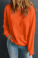 Orange Solid Color Classic Crewneck Pullover Sweatshirt