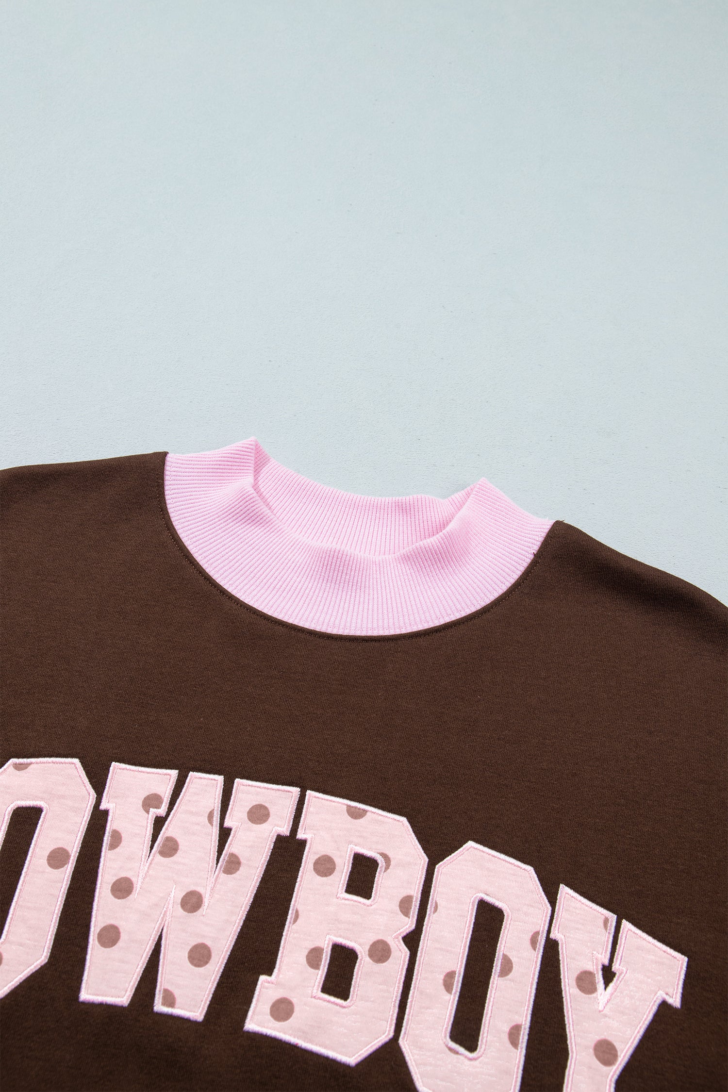 Pink Polka Dot Letter Graphic Colorblock Tunic Sweatshirt