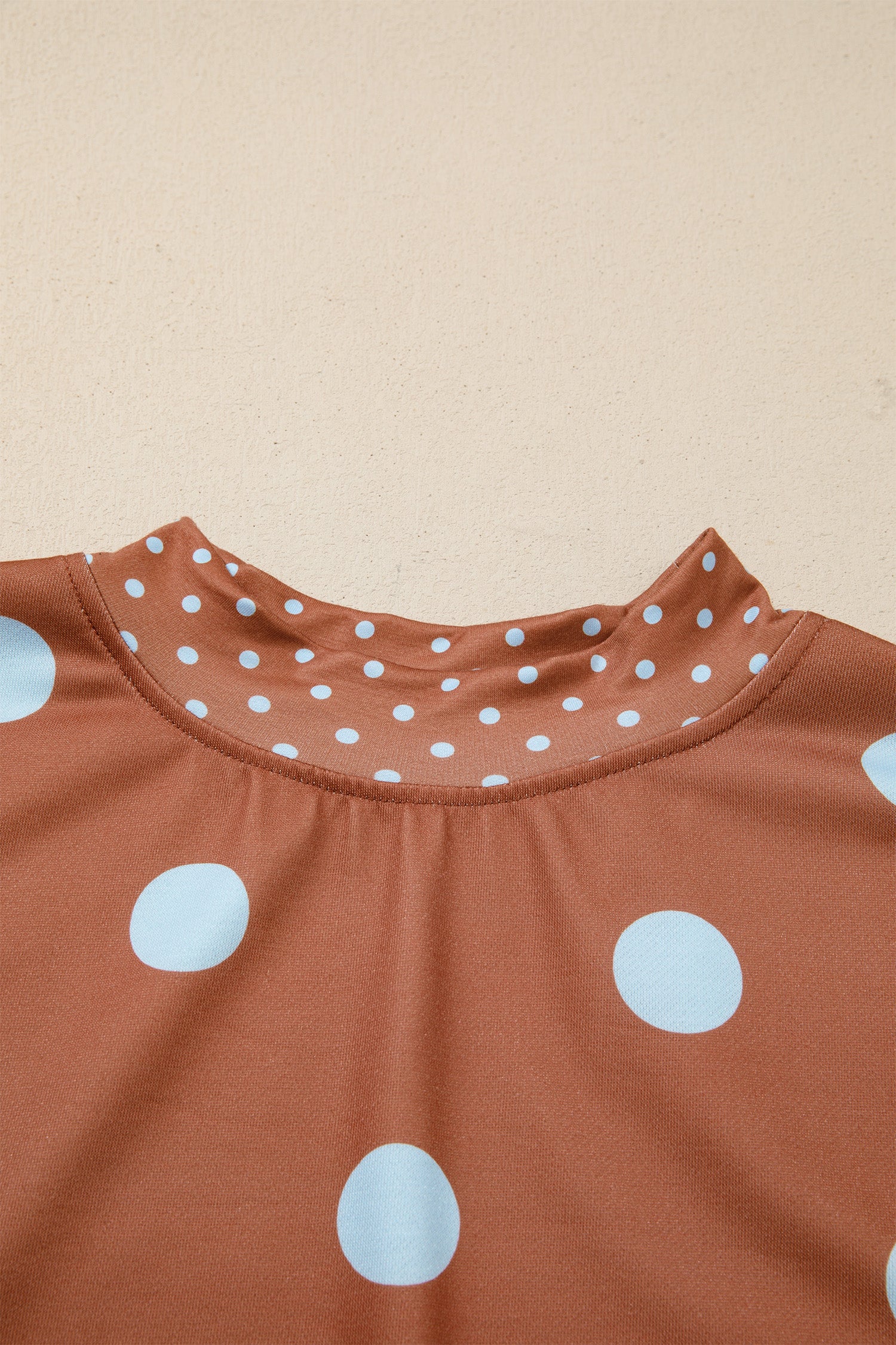 Pink Polka Dot Print Contrast Detail Oversized Tunic Sweatshirt