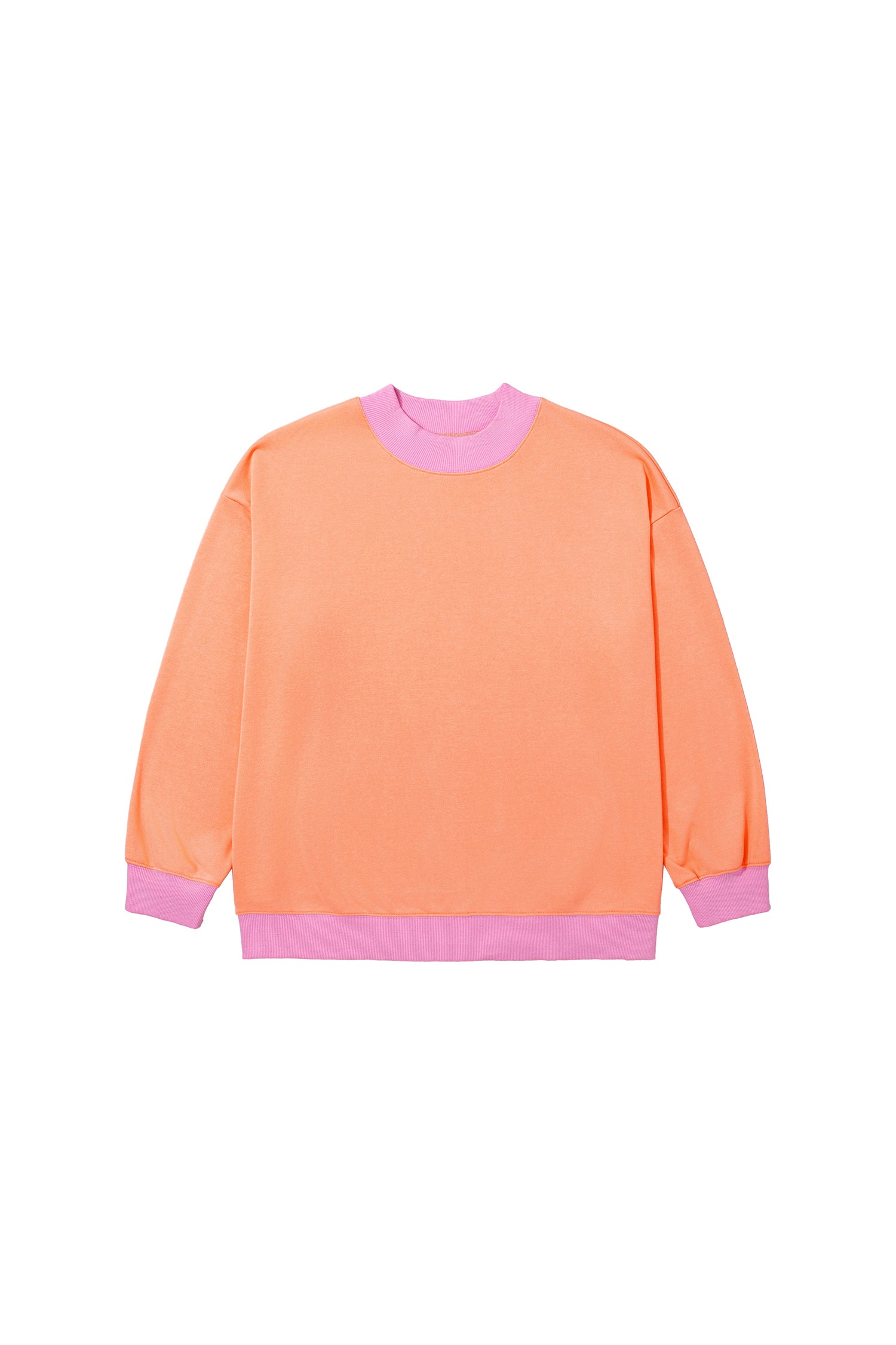 Pink Color Block Contrast Trim Plus Size Sweatshirt