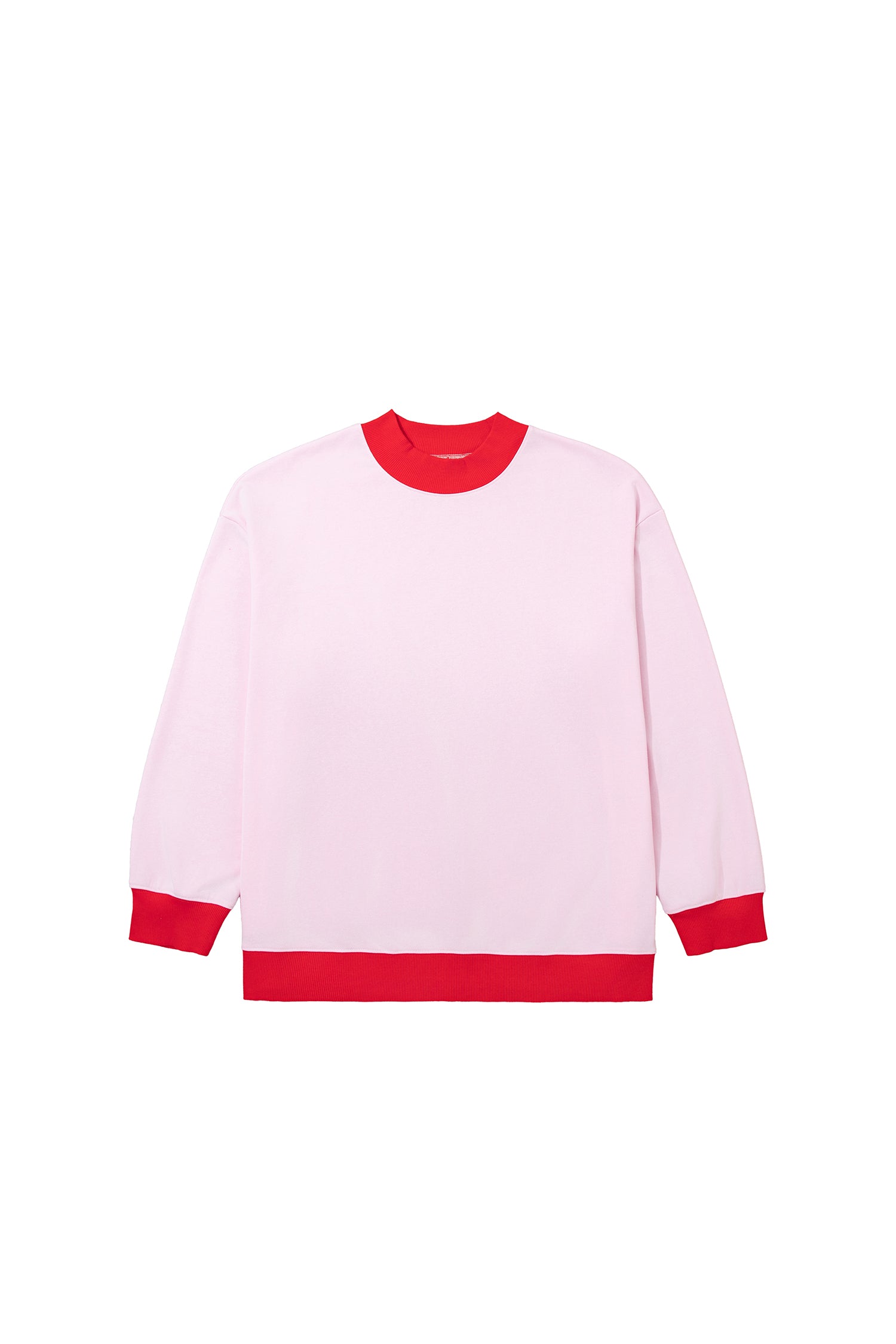 Pink Color Block Contrast Trim Plus Size Sweatshirt