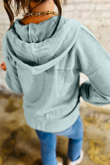 Clearly Aqua Ribbed Drop Shoulder Knit Hoodie