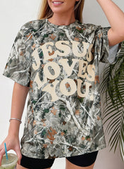 Pink Camo Woodland LOVE LIKE JESUS Casual Tee