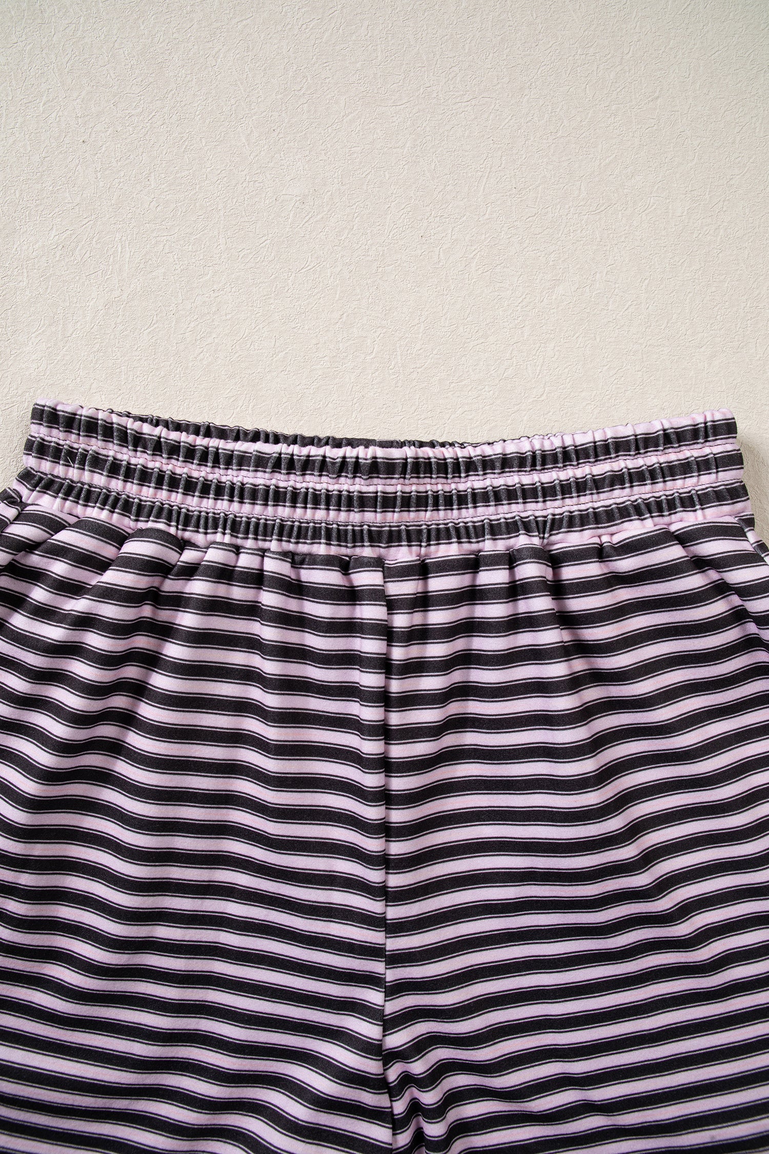 Sky Blue Stripe Long Sleeve Oversized Top Pocketed Casual Shorts Two Piece Set
