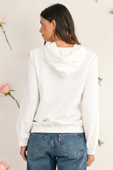 White Lattice Texture Kangaroo Pocket Hoodie