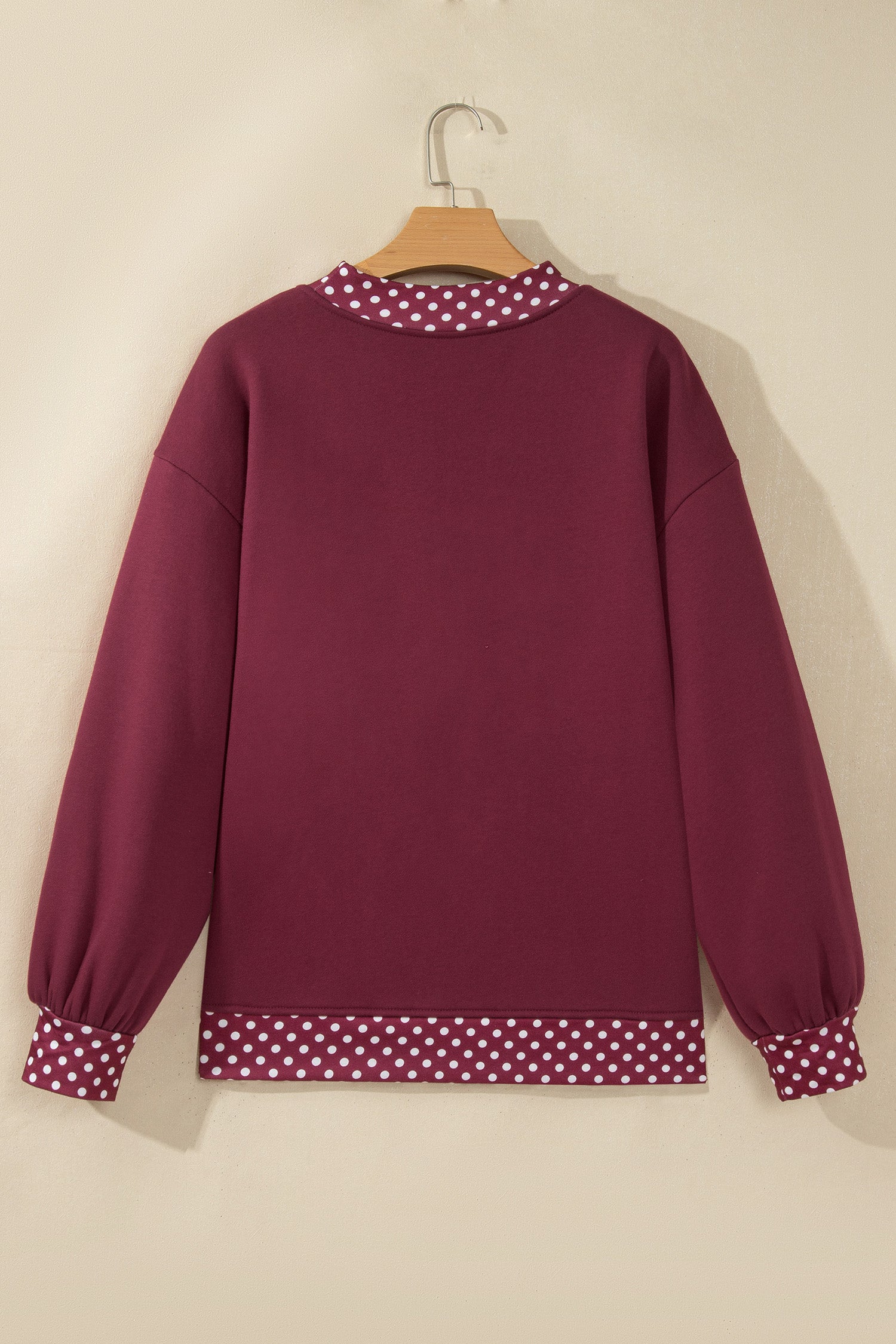 Dark Green Colorblock Polka Dot Contrast Trim Oversized Sweatshirt