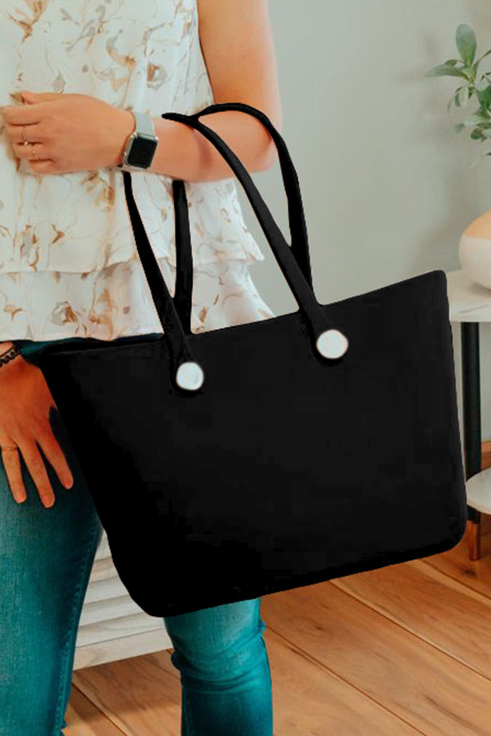 Black Waterproof EVA Rubber Portable Tote Bag