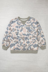Multicolour Camouflage Print Shift Silhouette Long Sleeve Plus Size Sweatshirt