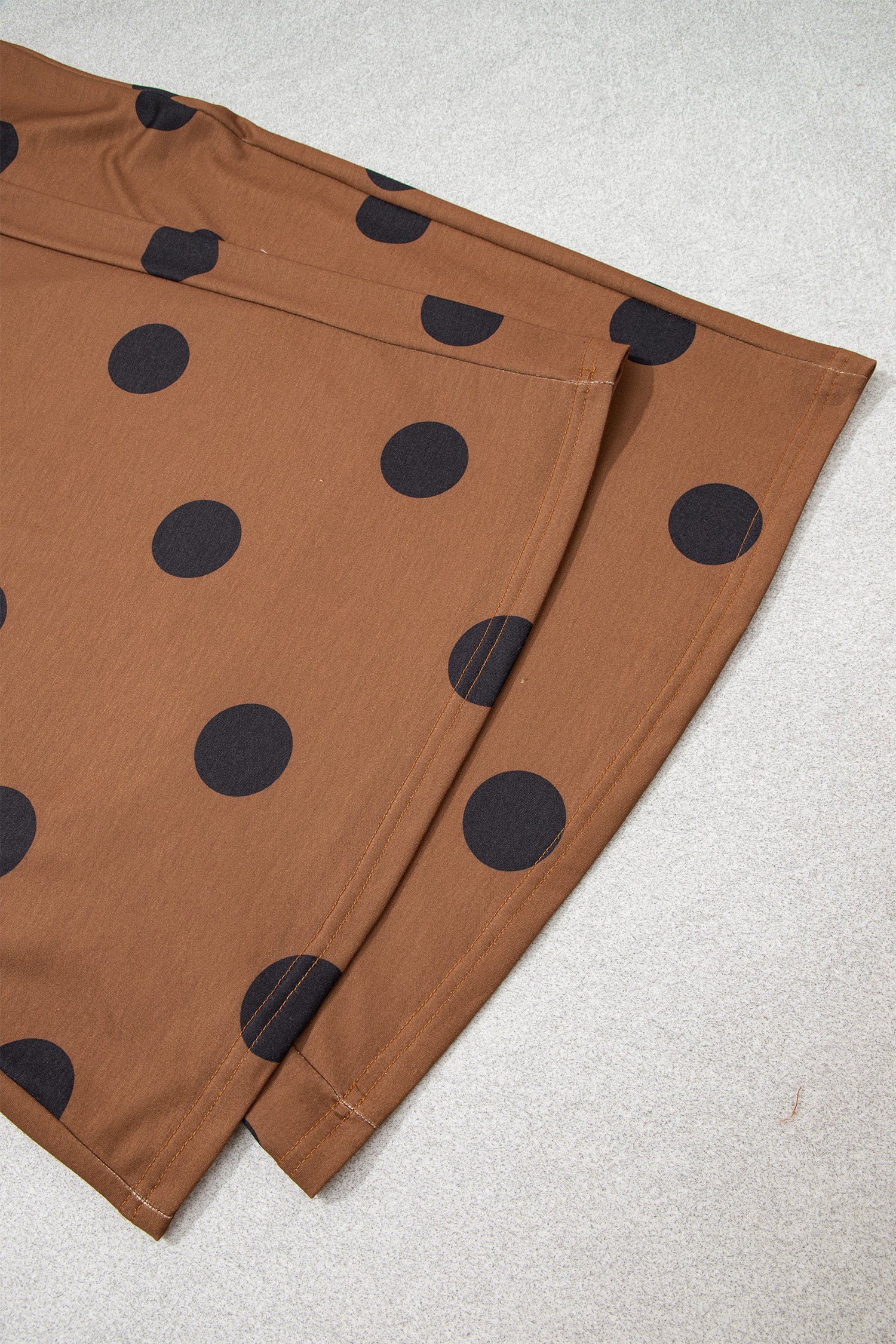 Khaki Polka Dot Wide Leg Elastic Waist Casual Pants