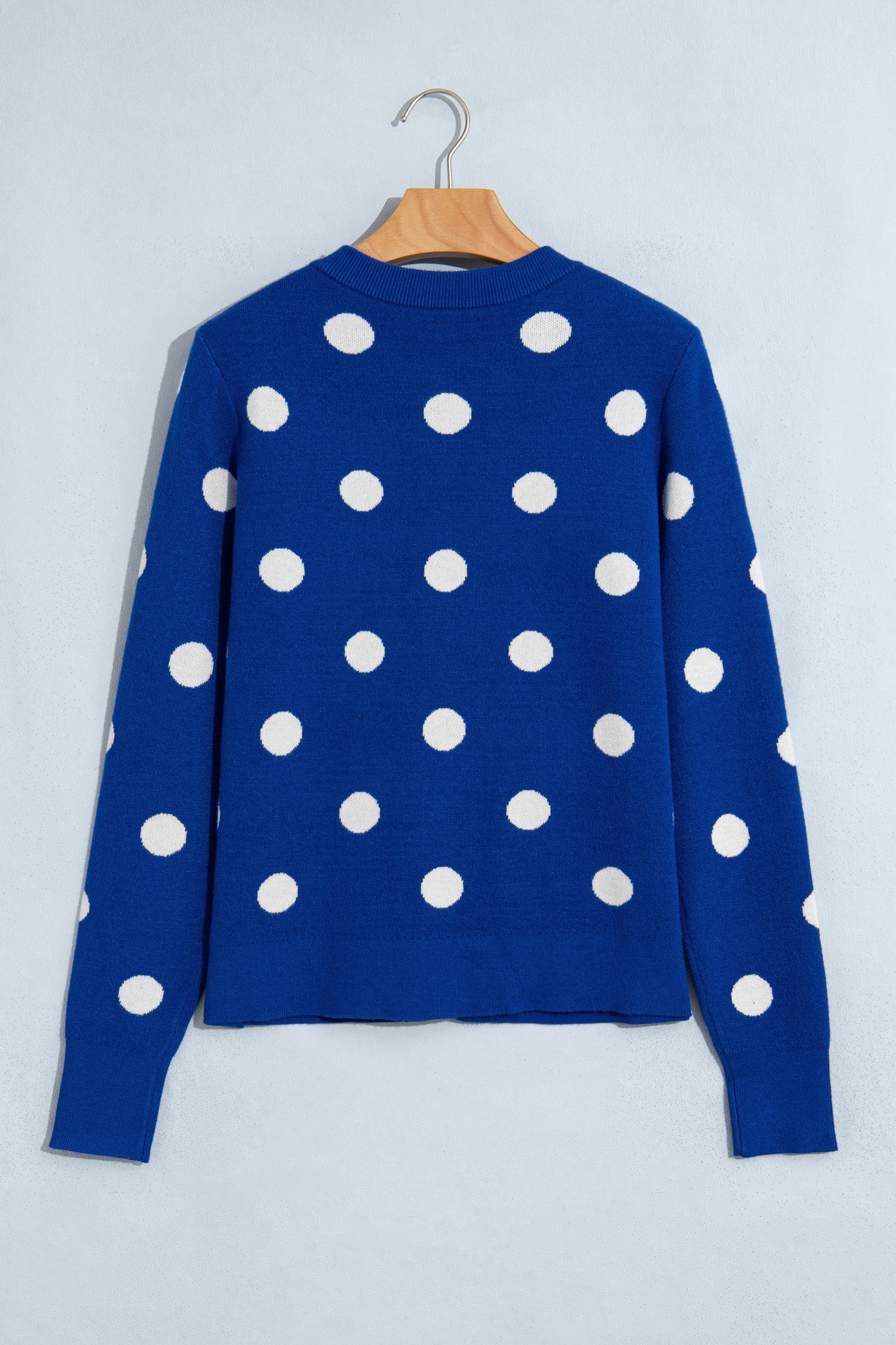 Bluing Casual Polka Dot Button Front Long Sleeve Sweater Cardigan
