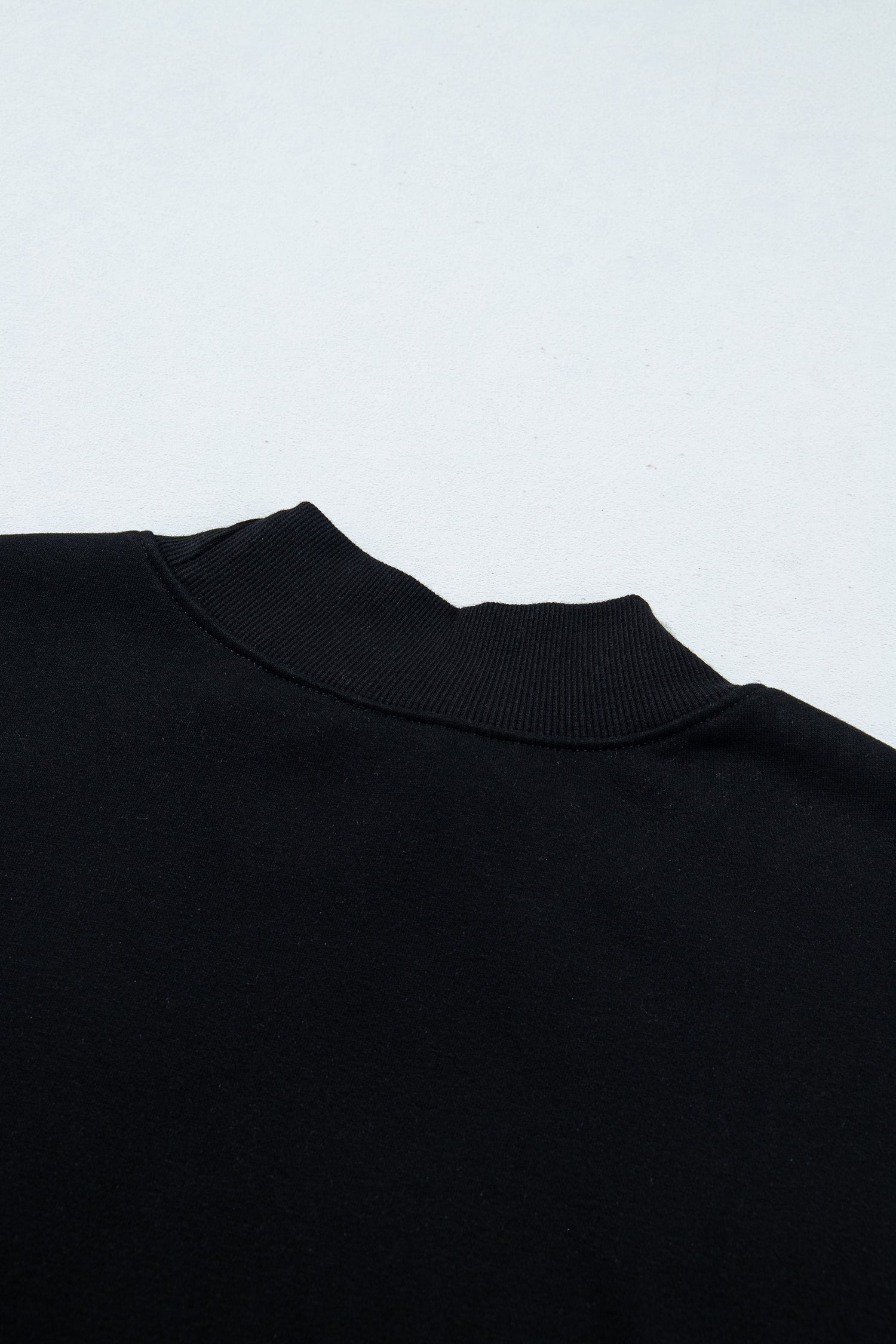 Black Solid Color Oversized Mock Neck Sweatshirt