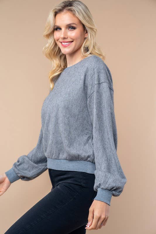 Long Sleeve Solid Knit Pullover