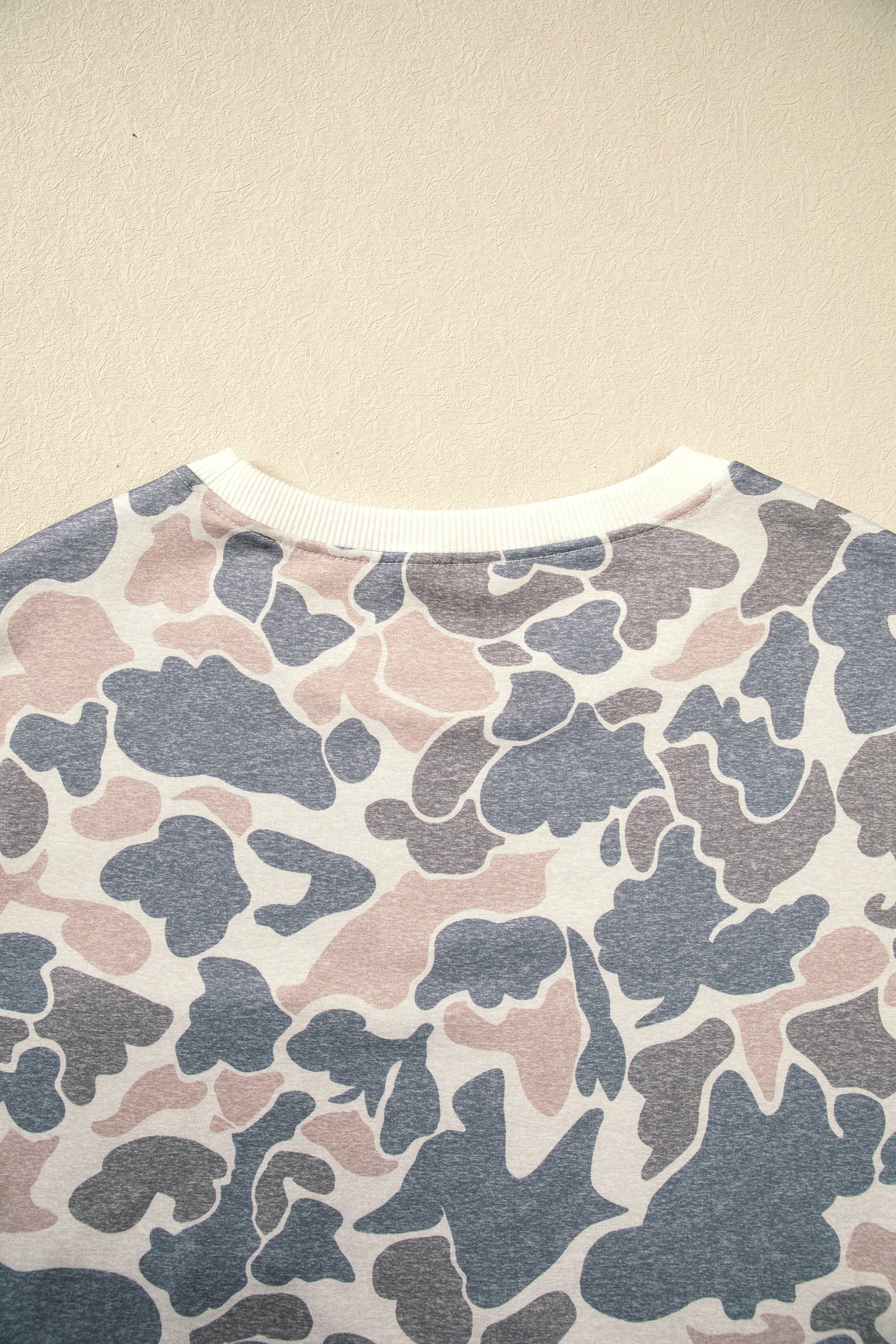 Beige Botanical Camo Print Long Sleeve Pocket Mini Dress