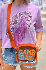 Orange Chenille GAME DAY Pattern Clear Bag