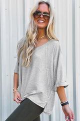 High-rise Raglan Sleeve V Neck Oversized T Shirt