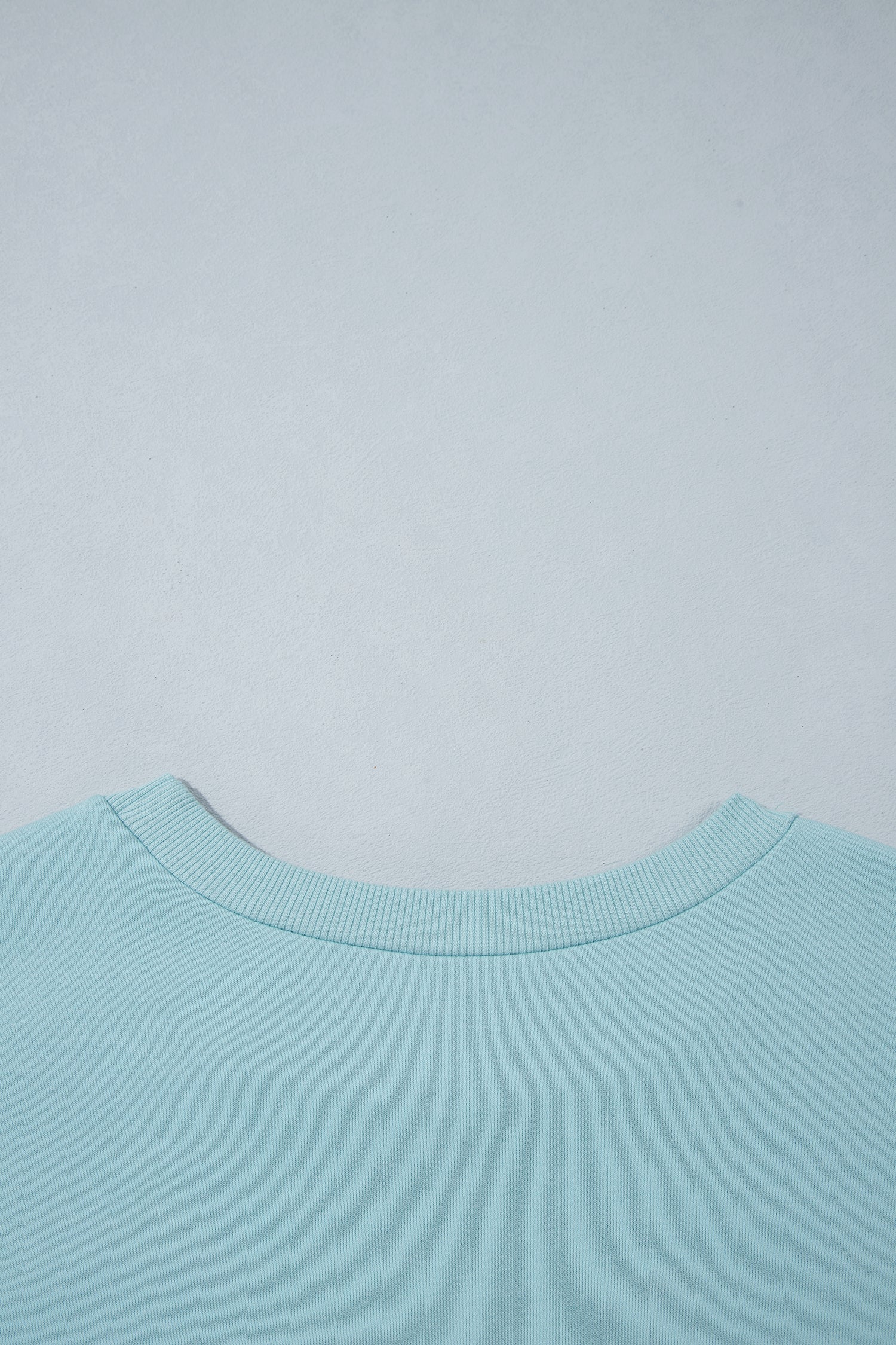 Haze Blue Letter Print Round Neck Loose Fit Long Sleeve Plus Size Sweatshirt