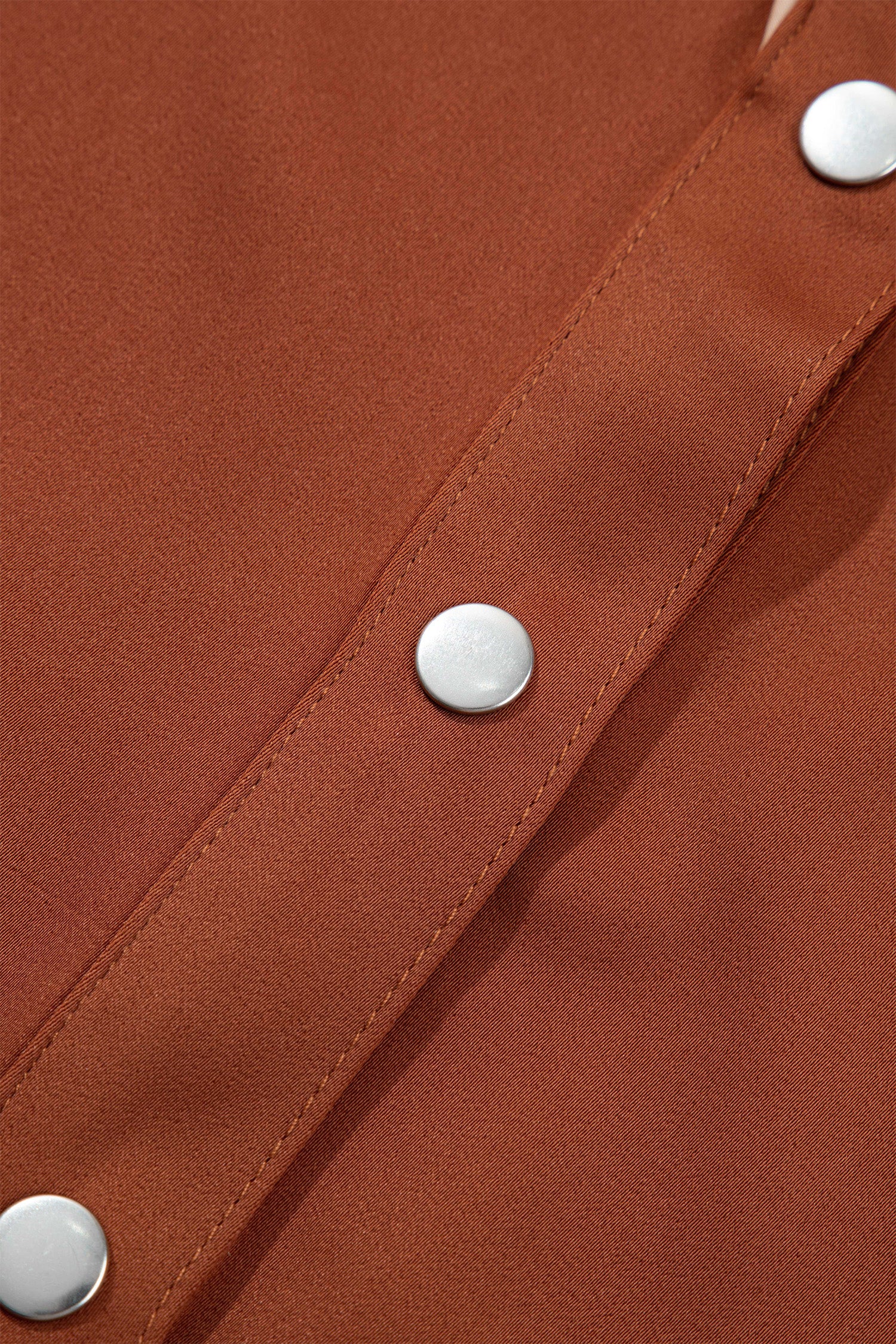 Cinnamon Silky Long Sleeve Button Front Western Fashion Shirt