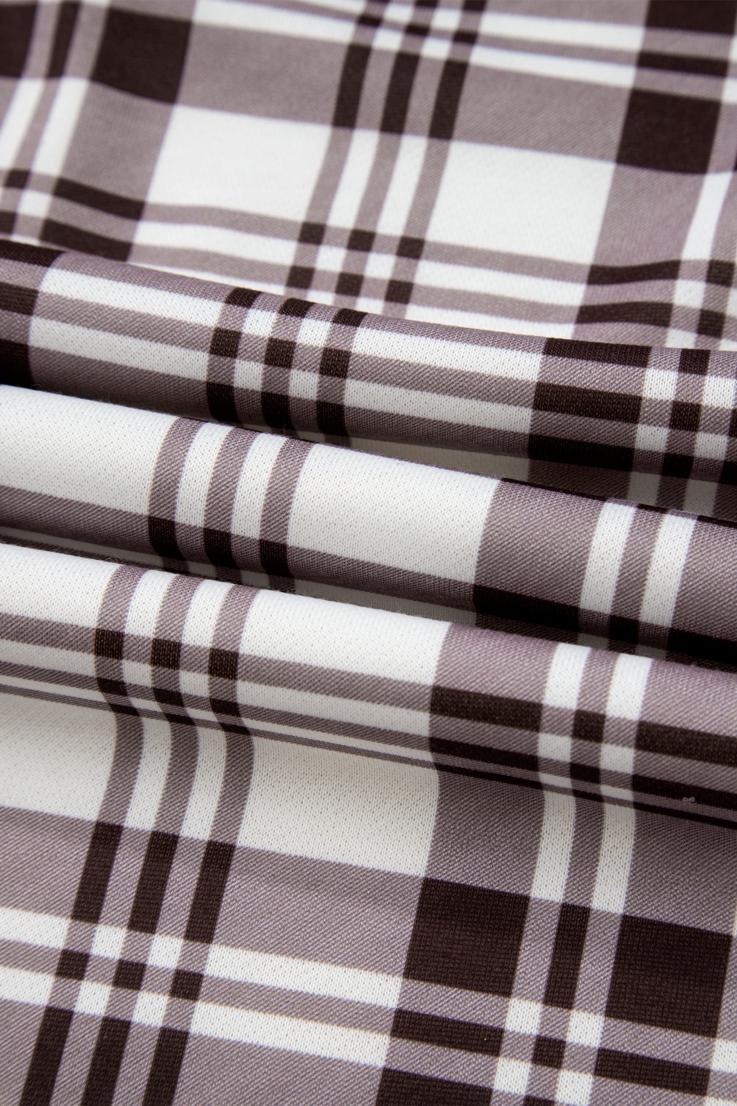 Beige Plaid Patchwork Side Slit Sweatshirt