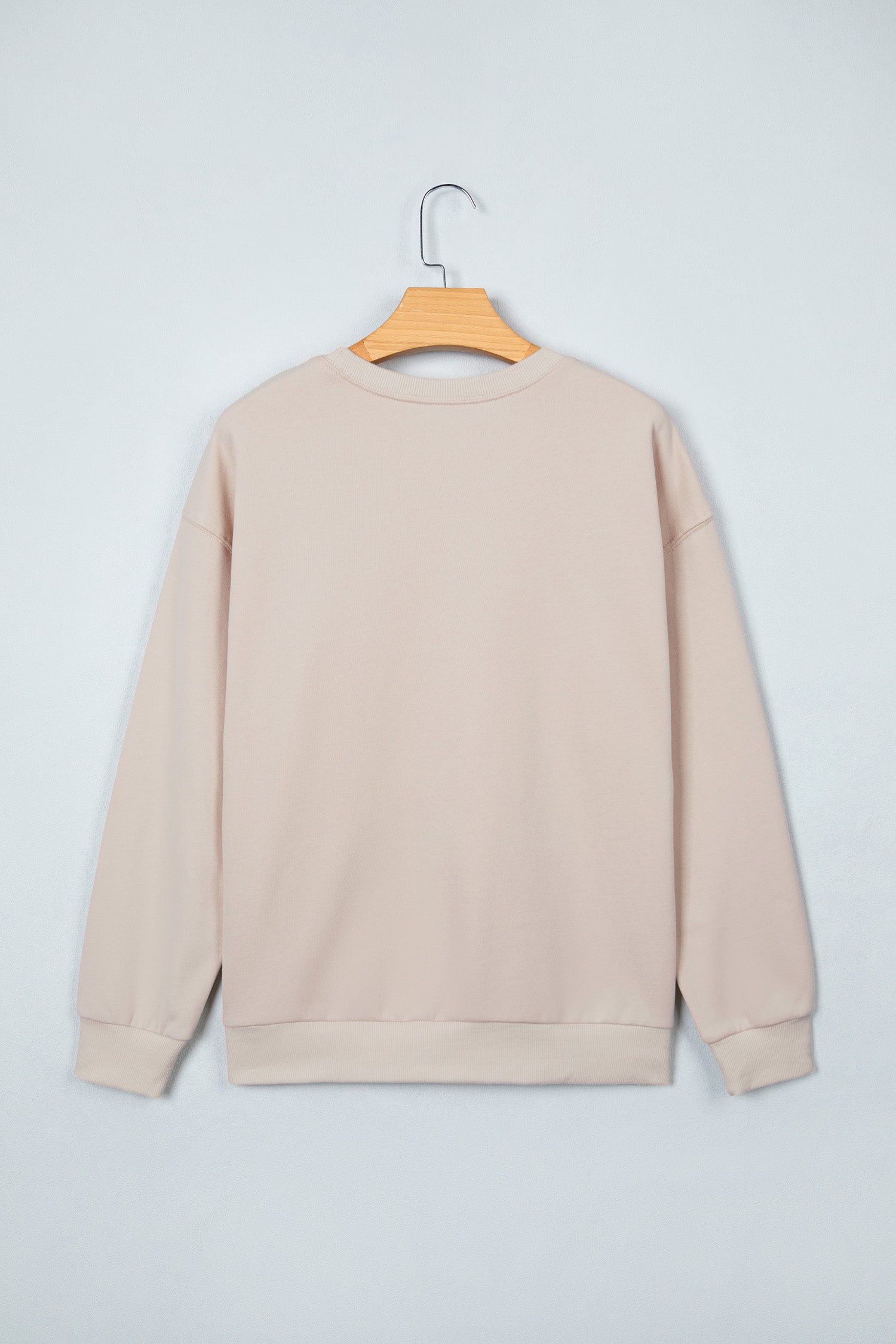 Beige GOOD LUCK Western Horse Print Oversized Pullover Sweatshirt