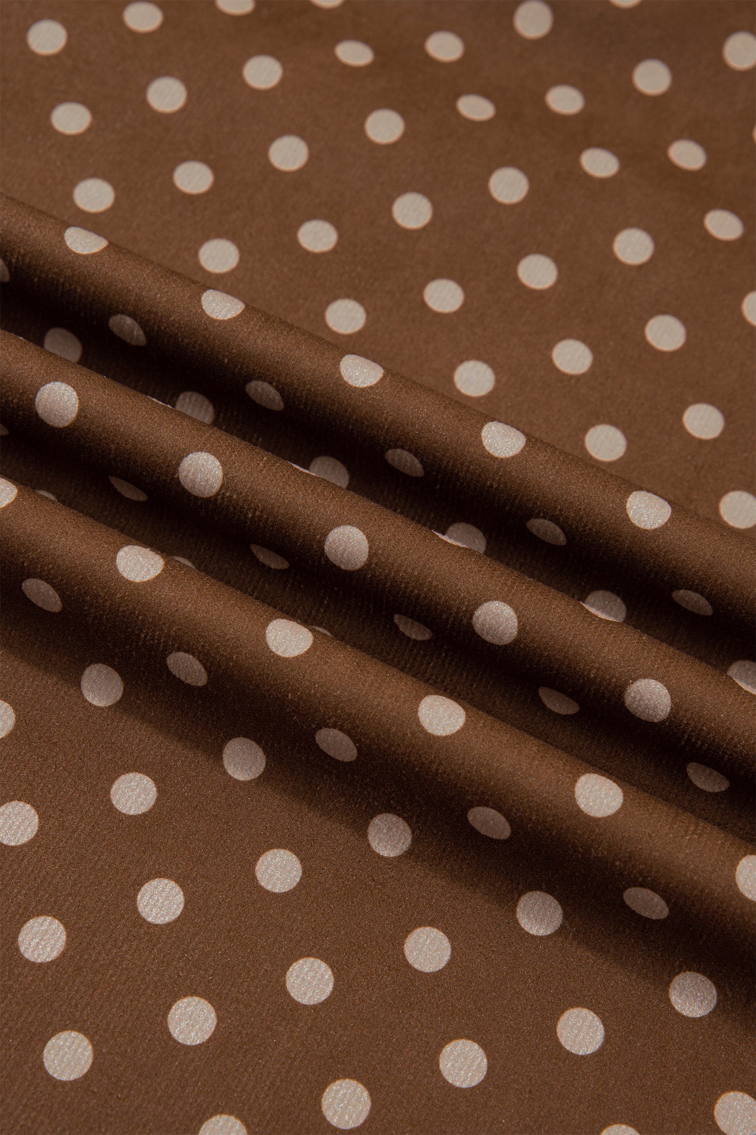 Brown Polka Dot V Neck Long Sleeve Button Shift Dress